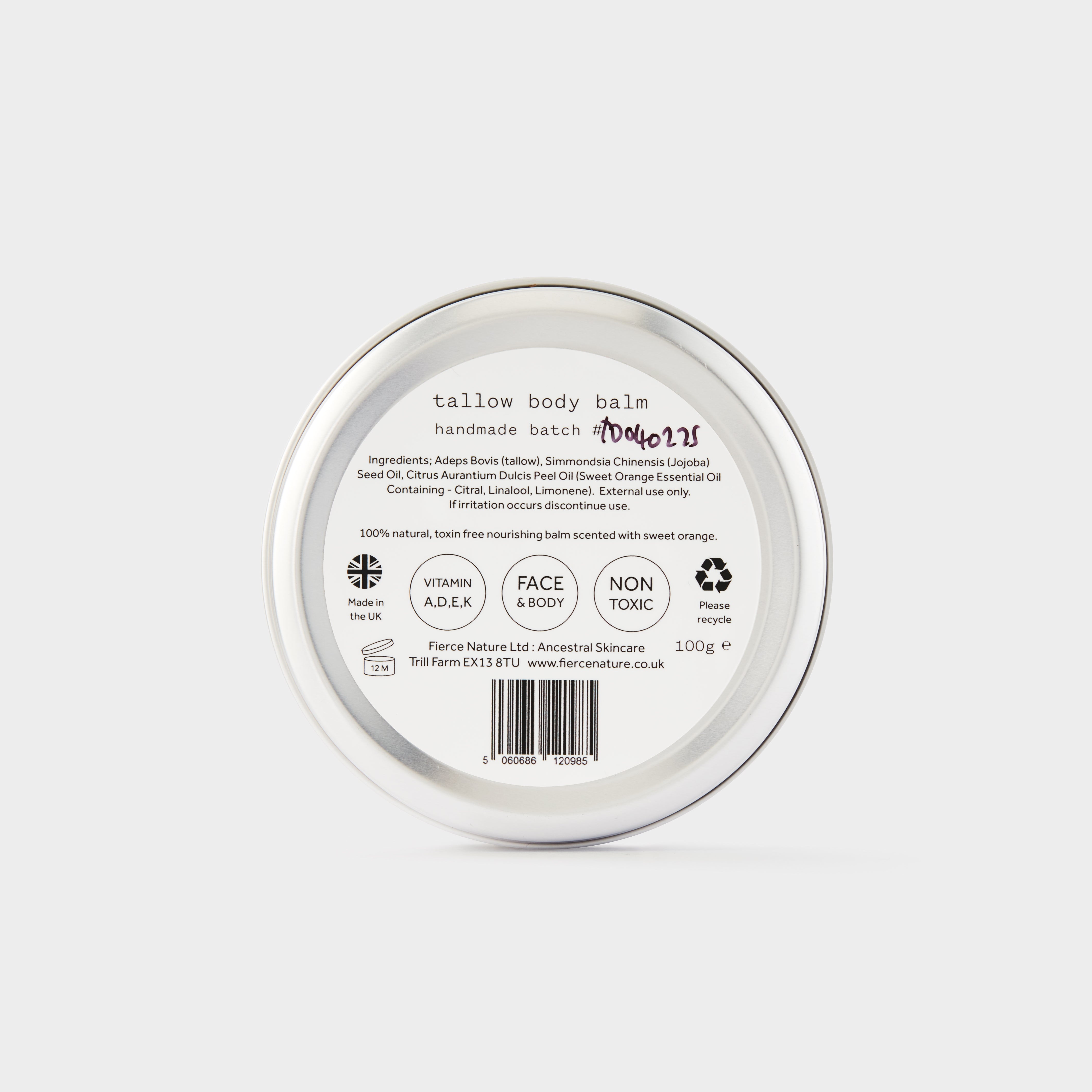 بلسم مغذي من الشحم البقري العضوي النقي (برتقال حلو)