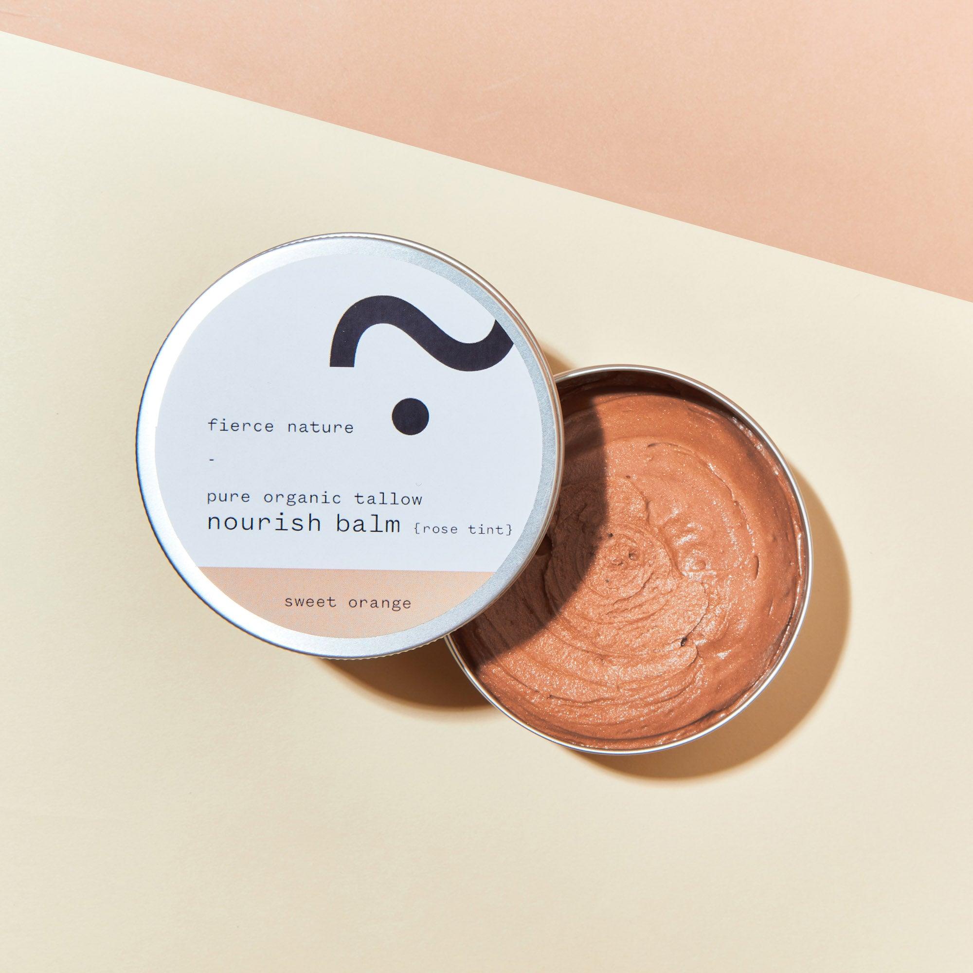 Pure Organic Tallow Nourish Balm with Rose Tint (Sweet Orange) - Fierce Nature