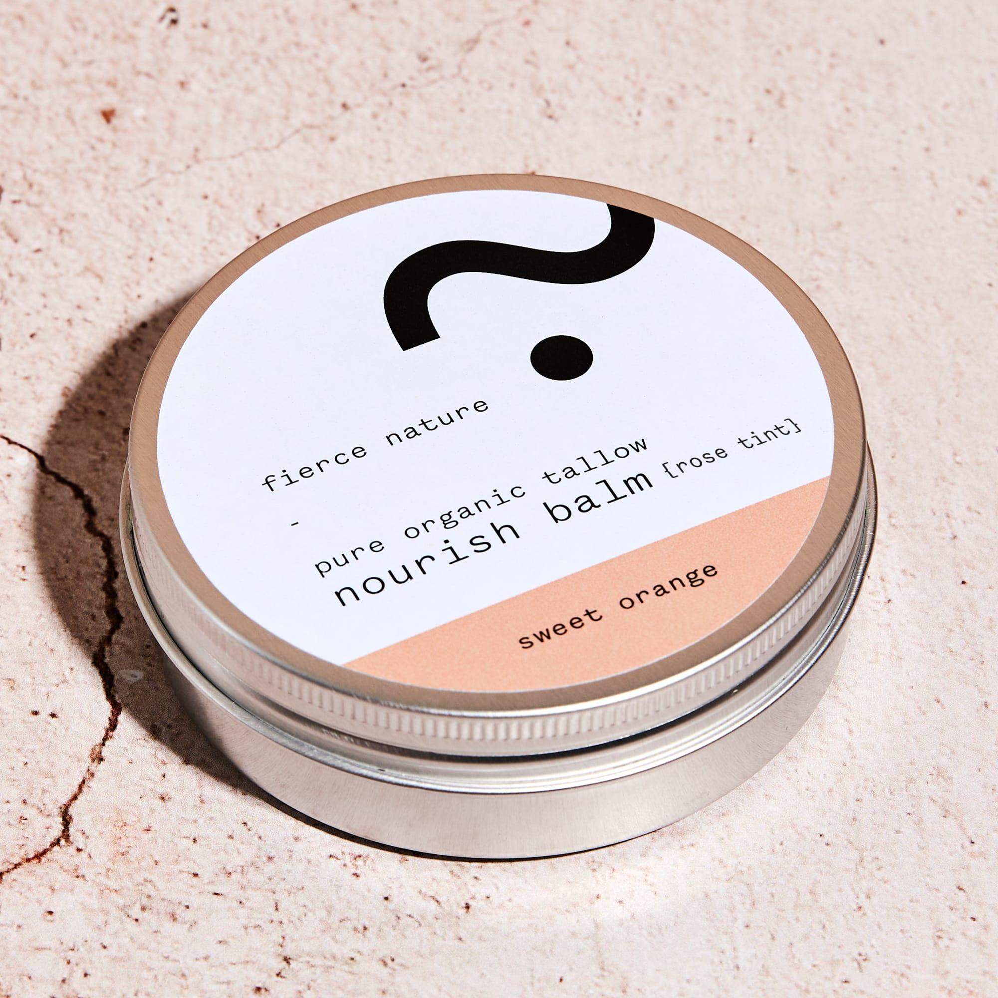 Pure Organic Tallow Nourish Balm with Rose Tint (Sweet Orange) - Fierce Nature