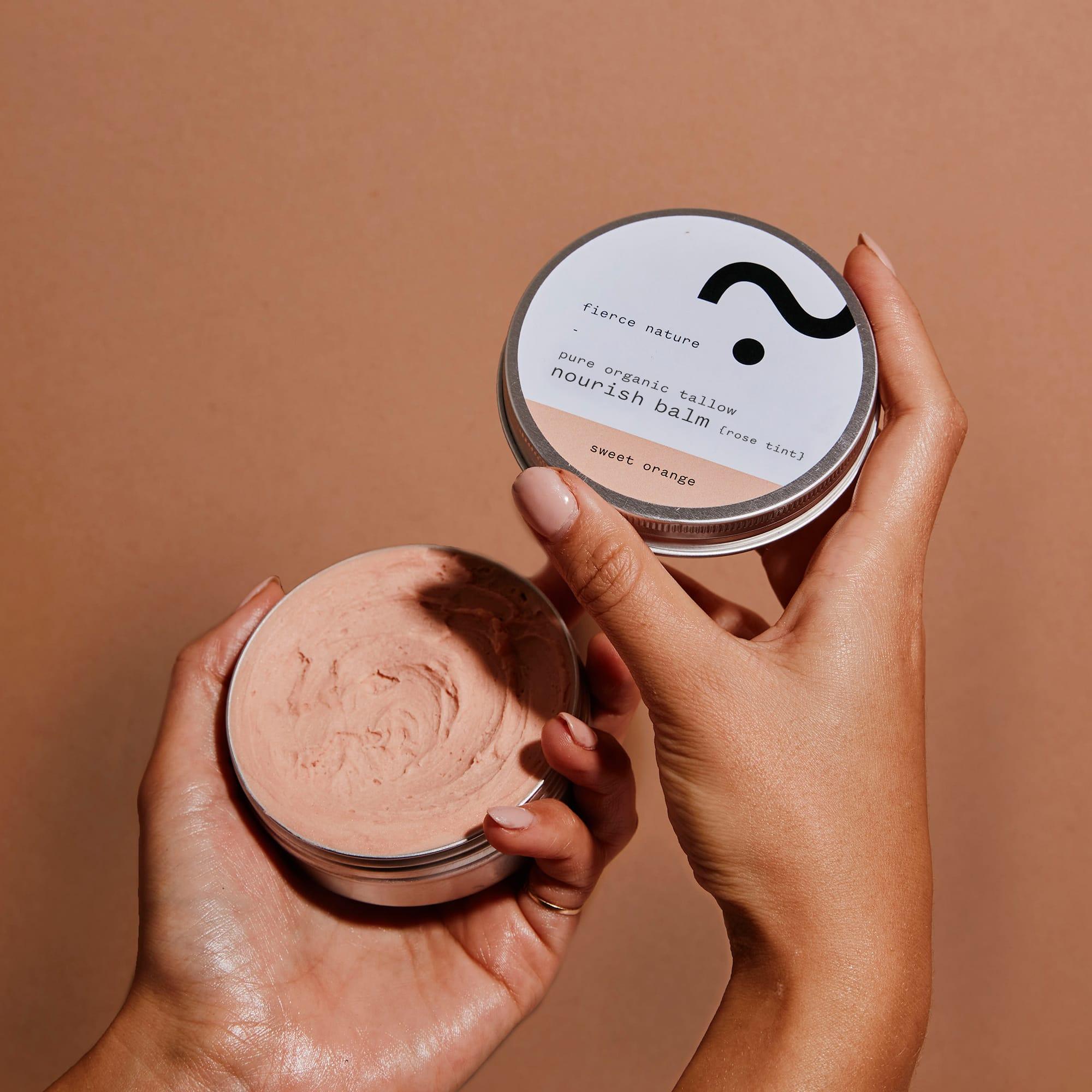 Pure Organic Tallow Nourish Balm with Rose Tint (Sweet Orange) - Fierce Nature